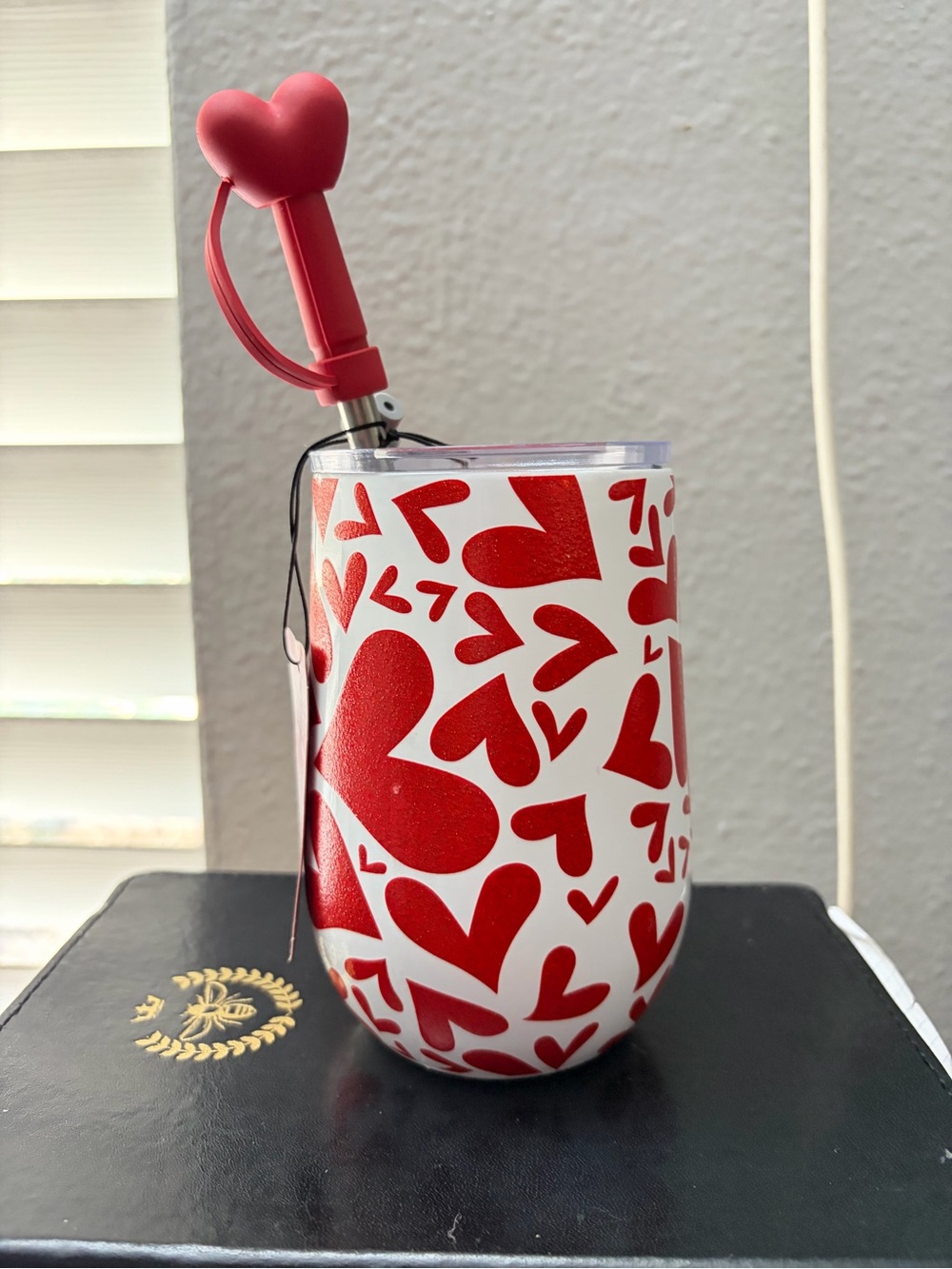 New Red Heart Pattern Insulated Tumbler - Home Party Supplies